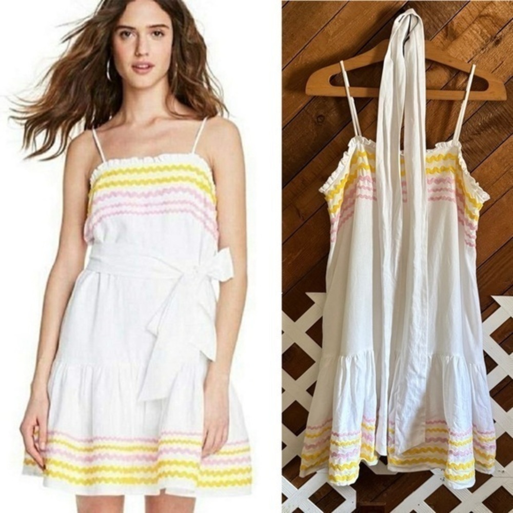Lisa Marie Fernandez x Target NWT Ric Rac white zigzag ribbon dress size M